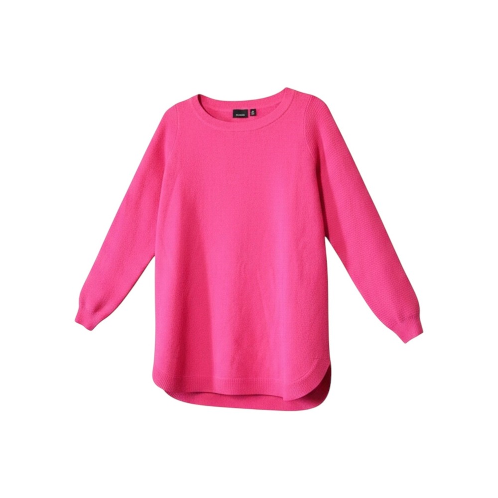 Cyrus Womens Hot Pink Ribbed Knit Crew Neck High-Low Pullover Sweater Plus 1X